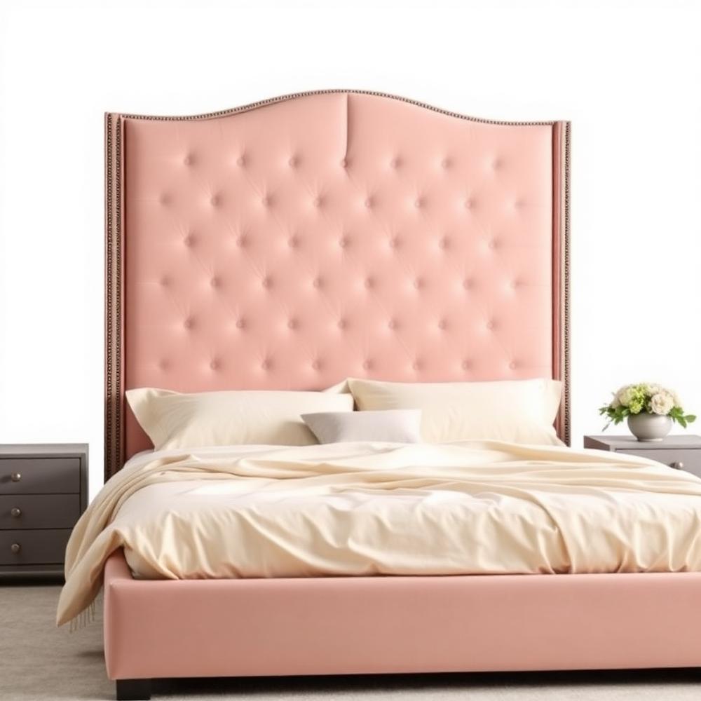 Grand Blush Upholstered King Bed